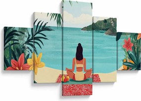 Obraz - Joginka na plaży (125x70 cm)