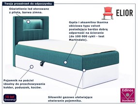 Niebieskie łóżko kontynentalne LED 3 rozmiary - Fenarro