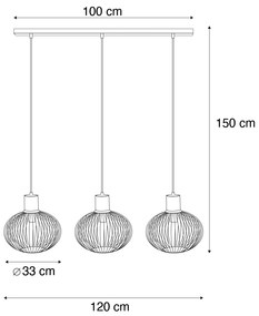Moderne draad hanglamp zwart met beige 3-lichts - Gila Nowoczesny Oswietlenie wewnetrzne