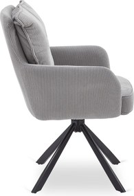 Krzesło Tapicerowane Obrotowe do Salonu CITY Szare Sztruksowe Nowoczesne
