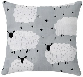 Zestaw 2 sztuk dekoracyjnych poszewek WHITE SHEEPS 45x45 cm, szary.