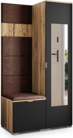 Masseno Garderoba VIRA 95/181/51 cm Nowoczesna Szafa do Przedpokoju Dąb wotan, MONOLITH 29 (Brązowy)