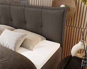 Emporius Liron łóżko kontynentalne 160x200 - łóżko dwuosobowe z materacem i topperem - pojemnik, tkanina boucle, ciemny szary (Anthology 18)