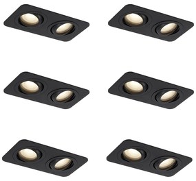 Zestaw 6 okrągłych reflektorów wpuszczanych czarnych GU10 50mm obrotowych i przechylanych IP44 2-punktowe - Alberto
