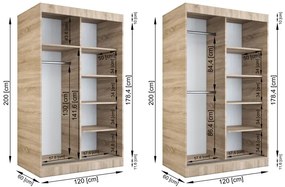 Biała szafa przesuwna z lustrem 120 cm Zuzu 3X