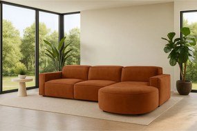 Narożnik w kształcie L zaokrąglony Cursal, tkanina Salvador, Brązowy, Prawy