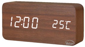 Zegar budzik drewniany elektroniczny cyfrowy led stojący - termometr + data