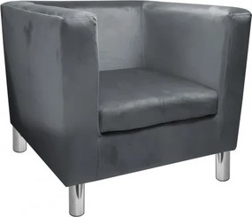 Fotel Monaco tkanina Welur : Kolor nogi - Chrom, Kolor tkaniny - VELVET - BL14, Wysokość nogi - 15 cm