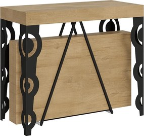 Konsola rozkładana 90x40/196 cm Aceres Small dąb naturalny rama w kolorze antracytu