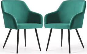 Zestaw 2 kubełkowych zielonych krzeseł welurowych M2-F84