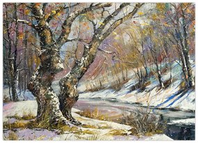 Obraz namalowanego zimowego krajobrazu (70x50 cm)