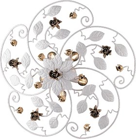 Piękna lampa sufitowa z żelaza lakierowanego na biało w stylu shabby chic z 5 światłami, wys. 22 x Ø65 cm, BL196-PL5-BCO