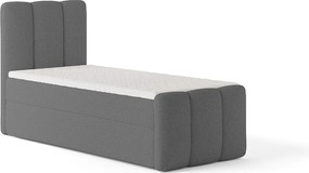 Stylowe łóżko tapicerowane KORA 90x200 cm w tkaninie CENTAUR 15 szarej