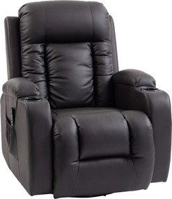 HOMCOM Fotel masujący z funkcją kołysania, leżenia i ogrzewania, 3 tryby, obrotowy, ciemny brąz | Aosom PL