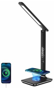 Immax 08965L-LED Ściemnialna lampa z ładowaniem bezprzewodowym KINGFISHER 8,5W/230V czarna