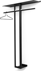 Czarny stalowy wieszak ścienny z półką 100 cm Luno Large – Spinder Design