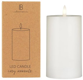 IB Laursen Świeca okrągła LED WARM FLAME SL 12,5 cm biała