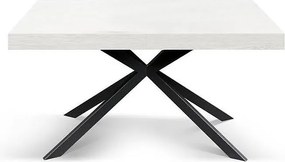 Stół drewniany, białe wykończenie, podstawa X antracyt, rozkładany 160x90 - CAMAIORE