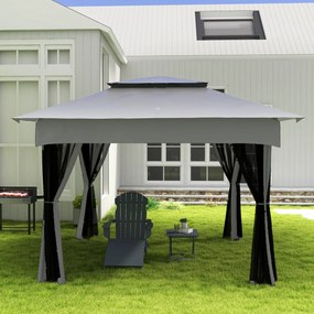 Outsunny Holzkohlegrill Grill BBQ-Grill, regulowany ruszt, 1 rożen, 118 x 32 x 90 cm, Czarny + Srebrny