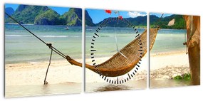 Obraz - Relaks na plaży (z zegarem) (90x30 cm)