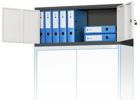 Nadstawka na szafę EWA, 900 x 380 x 400 mm, antracytowo-biała