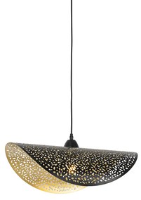 Orientalna lampa wisząca czarna ze złotem 50 cm - Japke