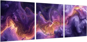 Obraz - Fioletowa Mgławica (z zegarem) (90x30 cm)