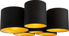 Plafon czarny ze złotym wnętrzem 6-świateł - Multidrum