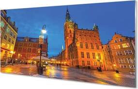 Panel Kuchenny Szklany Gdańska Starówka w Nocnej Odsłonie