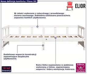 Białe jednoosobowe łóżko sosnowe 80x200 Lorenza 4X