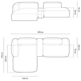 Ciemnoniebieski narożnik modułowy z materiału bouclé (lewostronny) Martina – Micadoni Home