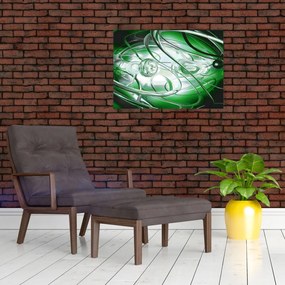 Obraz na szkle - zielony abstrakcyjny obraz (70x50 cm)