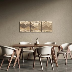 Obraz - 3D linie gór (z zegarem) (90x30 cm)