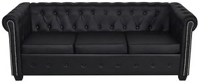 3-osobowa czarna sofa w stylu Chesterfield Emilis