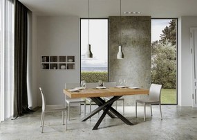 Stół rozkładany 160/264x90 cm Volantis dąb naturalny nogi antracytowe