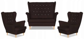 Zestaw uszak Gaja ekoskóra skaj sofa fotele Family Meble ciemny brąz