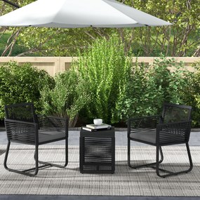 Outsunny 3-częściowy Zestaw Bistro Balkonowego/Tarasowego, odporny na warunki atmosferyczne, nowoczesny design, 53 x 57 x 77 cm, Czarny + Szary