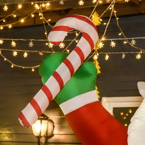 HOMCOM Nadmuchiwana dekoracja świąteczna 2,4 m z LED i lizakiem — do wnętrz i na zewnątrz | Aosom PL