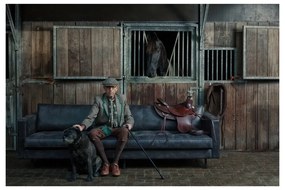 Czarna sofa ze skóry z recyklingu BePureHome Rodeo, 277 cm