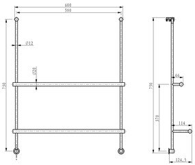 SAPHO 1301-09 wiszący uchwyt na ręczniki do kabiny prysznicowej 60 x 73 x 12,5 cm, srebrny