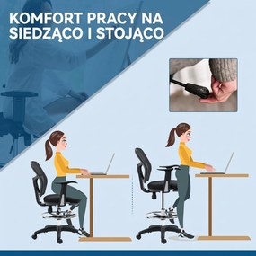 Vinsetto Krzesło do Rysowania Ergonomiczne Obrotowe Regulacja Wysokości Czarne | Aosom PL