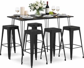 Czarny 5-częściowy zestaw mebli barowych K2-B74