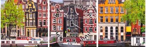 Obraz - Amsterdam, domy tańca (z zegarem) (90x30 cm)