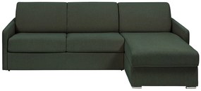 Kanapa narożna dwustronna rozkładana typu express z tapicerką w butelkowej zieleni - Miejsce do spania 140 cm - Materac 14 cm - CALIFE