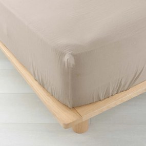 Beżowe prześcieradło muślinowe z gumką 160x200 cm Angelia – douceur d'intérieur