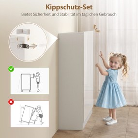 HOMCOM Szafka na buty z 10 półkami na 25-30 par butów, Otwory wentylacyjne, Drzwi z funkcją Soft-Close, MDF, Biały