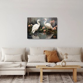 Obraz na szkle - Białe żurawie (70x50 cm)