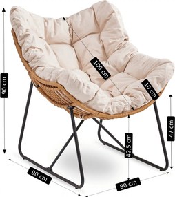 Fotel ogrodowy z poduchą Fin na płozach, beżowy