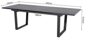 LIVORNO - składany stół ogrodowy 180/240 x 100 x 75,5 cm