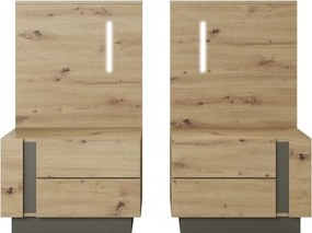 RACO Stolik Nocny Dąb Artisan z Szufladami i z Oświetleniem LED zestaw 2 szt.